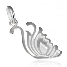 Сребърна висулка - гравиран лебед