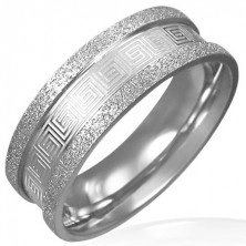 Шлифован стоманен пръстен – гръцки мотив