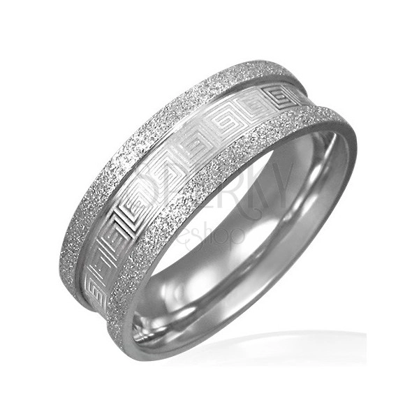 Шлифован стоманен пръстен – гръцки мотив