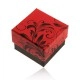 Червено-черна подаръчна кутия за пръстен, мотив с флорални елементи 