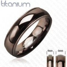 Титанов пръстен с назъбени ръбове в цвят кафе