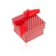 Червена подаръчна кутия за пръстен или обеци, бели точки, възел