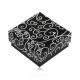 Картонена черна кутия за обеци или висулка, бели спираловидни орнаменти