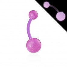 Пиърсинг за пъп от Биофлекс материал - топчета с малки балончета, блестящи в тъмното
