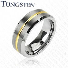 Волфрамов пръстен с лента в златен цвят, 8 мм