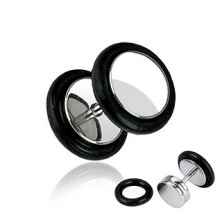 Имитация на флеш от неръждаема стомана - лъскава кръгла форма, черни ленти, 8 мм