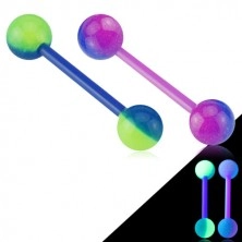 UV пиърсинг за език - две цветни топчета
