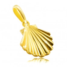 Златна висулка, направена от 14К жълто злато - морска мида, лъскава и гладка повърхност