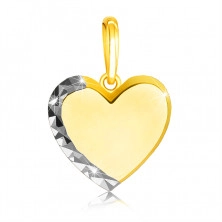 Висулка, направена от комбинирано 14К злато – гладко сърце, бляскава линия