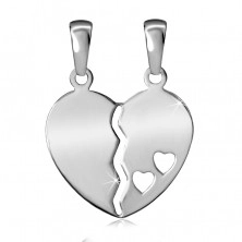 925 сребърна двойна висулка – разделящо се сърце с прорез и две малки сърца