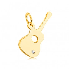 Висулка от 14К жълто злато - китара с прозарчен цирконий в долната част