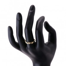 Диамантен пръстен от 14К жълто злато с отврени рамене - надпис “LOVE”, брилянт