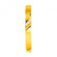 Диамантена халка от 14К жълто злато - пръстен с нежна резка, прозрачни брилянти