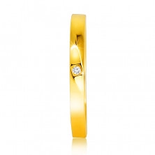 Диамантен пръстен от жълто злато проба 585 - леко скосени рамене, прозрачен брилянт
