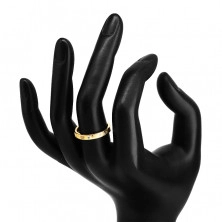 Диамантен пръстен от 14К жълто злато - нежни резки, прозрачен брилянт, 1.3 мм