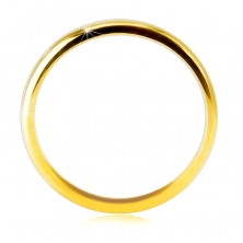 Диамантена халка от жълто злато проба 585 - надпис “LOVE” с брилянт, гладка повърхност, 1.6 мм