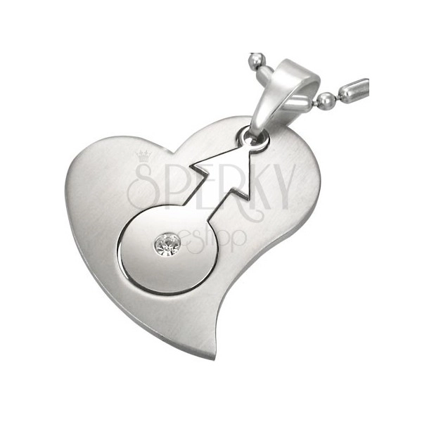 Висулка от неръждаема стомана със сърце и символ на женския пол