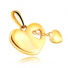 Златна 9-каратова висулка в сърцевидна форма - малко сърце на верижка