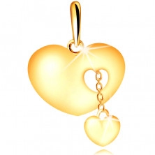 Златна 9-каратова висулка в сърцевидна форма - малко сърце на верижка