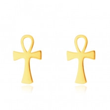 9К златни обеци – Анх, Нилски кръст, на винт