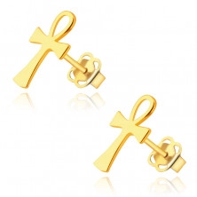 9К златни обеци – Анх, Нилски кръст, на винт