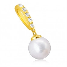 Висулка от 9К злато – бяла перла на халка с цирконии