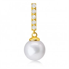 Висулка от 9К злато – бяла перла на халка с цирконии
