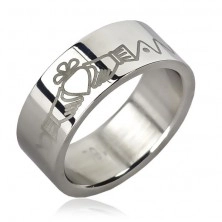 Стоманен пръстен - ирландски дизайн, верижка, зиг-заг