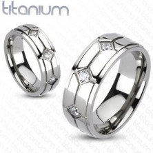 Титаниева халка-гравирани цирконии във формата на диамант