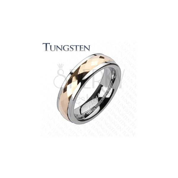 Титанов венчален пръстен - розово златист, въртяща се средна част