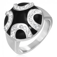 Стоманен пръстен – декоративни полумесеци на черна основа