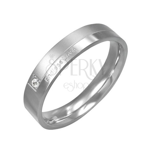 Годежен пръстен от стомана – „ENDLESS LOVE“ (безкрайна любов), цирконий