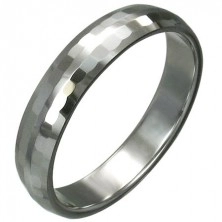 Волфрамов пръстен с фино нарязани правоъгълници, 3 мм