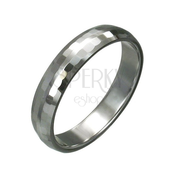 Волфрамов пръстен с фино нарязани правоъгълници, 3 мм
