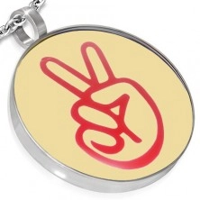 Кръгъл медальон от неръждаема стомана – знакът за мир, ръка