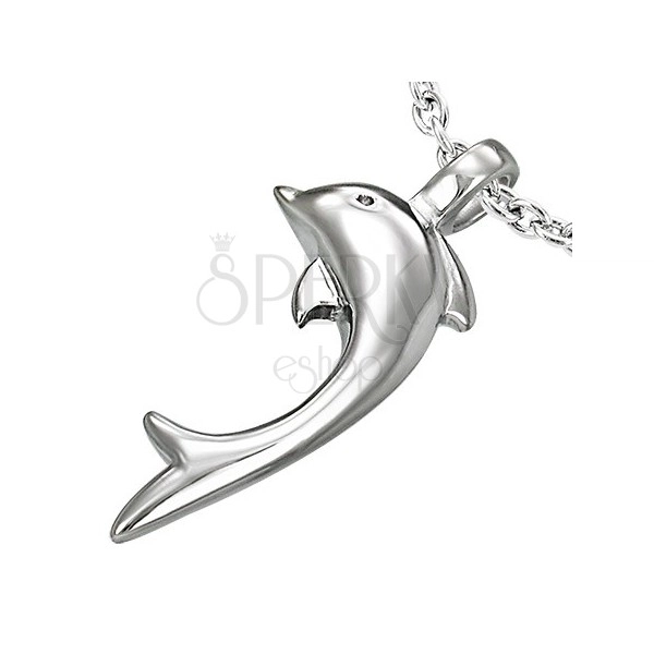 Медальон от стомана 316L в сребрист цвят, лъскав делфин