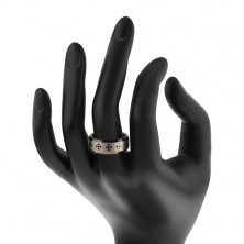 Волфрамов пръстен с кръст и сребриста ивица