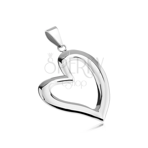 Висулка, изработена от неръждаема стомана - асиметрични очертания на сърце