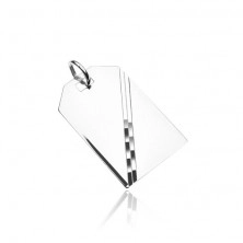 Сребърна висулка проба 925 - плочка с огледален блясък с диагонална линия