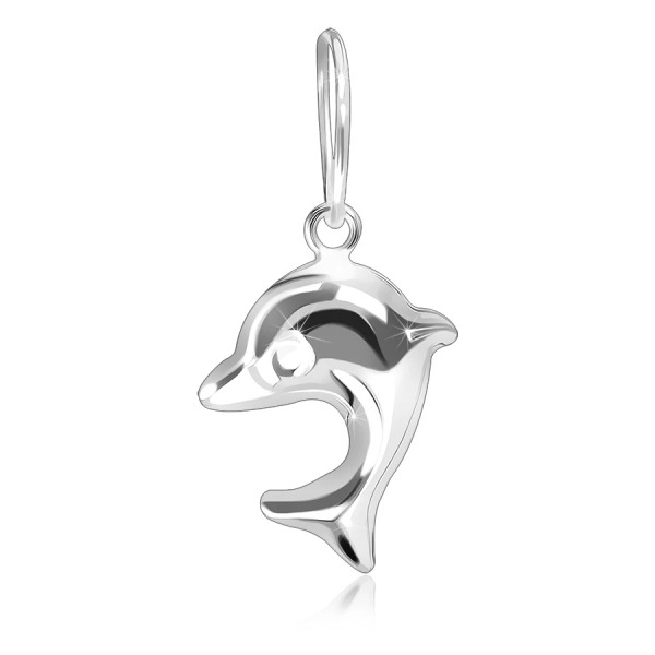 Висулка от сребро проба 925 - скачащ малък делфин, двустранен