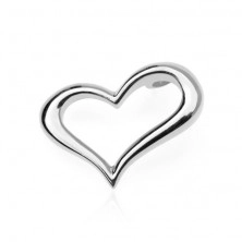 Сребърна висулка 925 - извито очертание на сърце, странична халка