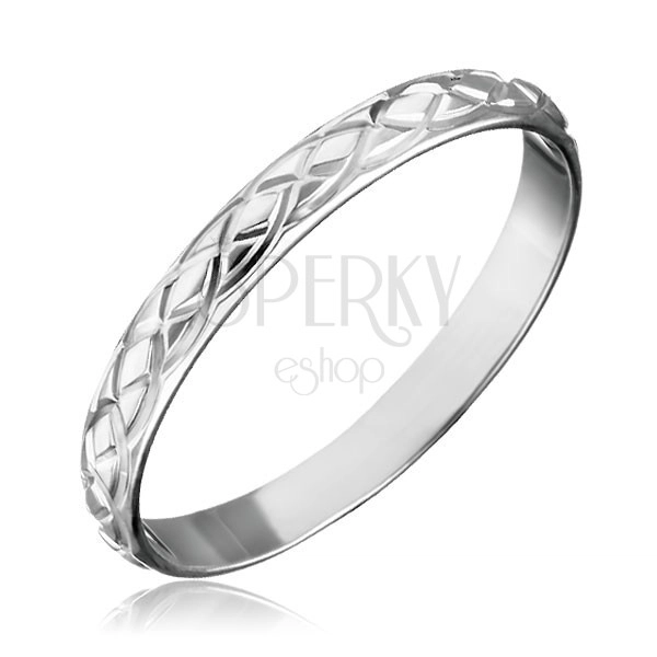 Сребърен пръстен 925 - преплетени гравирани капки