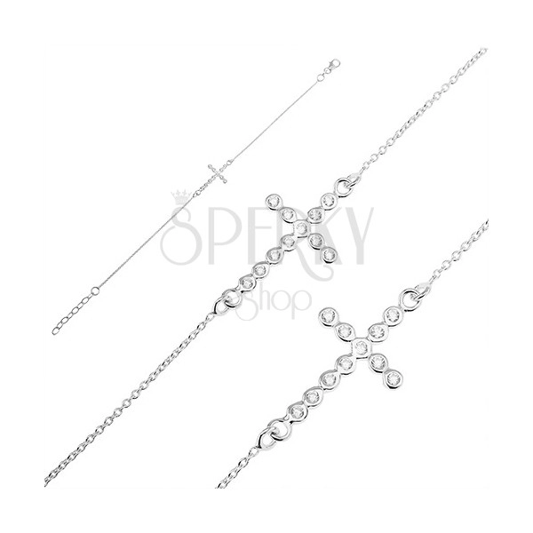 Сребърна гривна - циркониев кръст на верижка