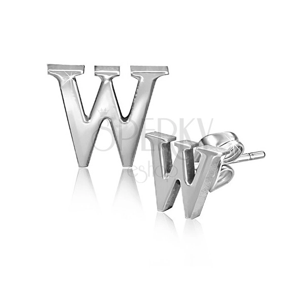 Стоманени обеци на винт- главна буква W