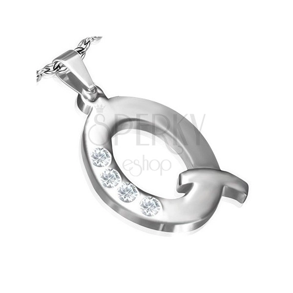 Висулка, направена от стомана - сребърна буква Q с цирконии 